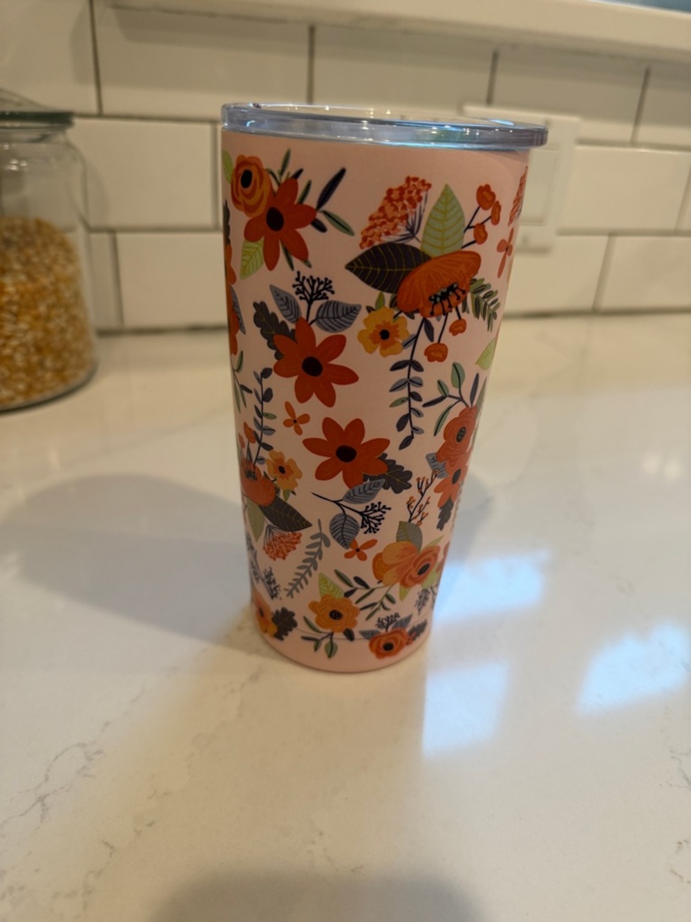 SWIG Floral Pink Insulated Tumbler - Double Wall Travel Cup 17oz